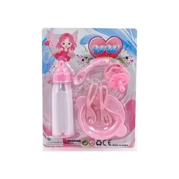 Sada pro panenky, kouzelná lahvička, dudlík, miska; 23x18x4cm,,