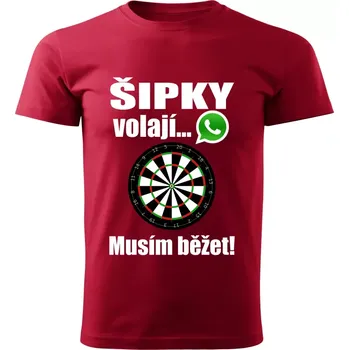 Pánské tričko Pánské tričko Šipky volají musím běžet červené 5XL (pánské tričko DARTS šipky volají musím běžet)