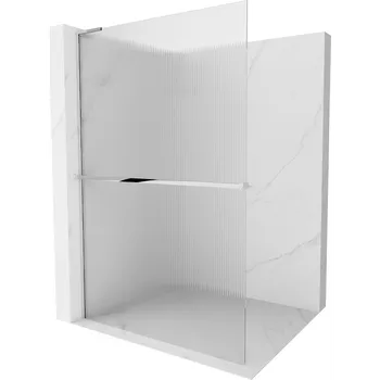 Mexen Kioto+ L sprchová stěna s polici Walk-in 110 x 200 cm, pruhy, chrom - 800-110-123-01-09 Sprchové stěny