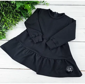 Dívčí šaty Kulišárny Dívčí teplákové BOHO šaty BLACK VELIKOST: 116, DÉLKA RUKÁVU: KRÁTKÝ RUKÁV