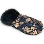 Zimní fusak Lux s kožešinkou, Listy 50 x 100cm - černý/zlatý