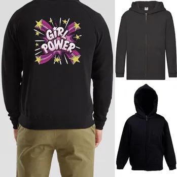 Chlapecká mikina detska-levna-mikina-kapuce-zip-cerna-potisk-divci-sila Barva: Black -černá, velikost: 128