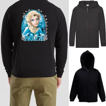 Chlapecká mikina detska-levna-mikina-kapuce-zip-cerna-potisk-ledove-kralovstvi Barva: Black -černá, velikost: 116