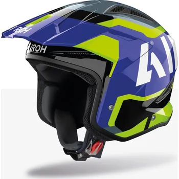 Helma na motorku Přilba TRR 2 Jupiter, AIROH (modrá/žlutá lesklá) 2026 (Velikost: M)
