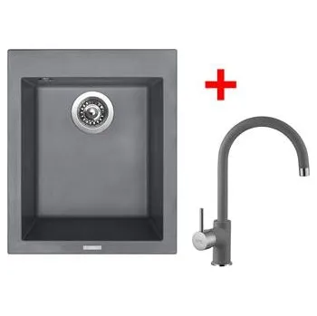 Granitový dřez Sinks CUBE 410 Titanium + Vitalia GR