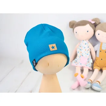 Kojenecká čepice Dvouvrstvá čepice žebrovaná (Petrol) Velikost: 45–47 cm (1–1,5 roku)