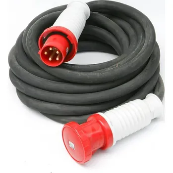Elektroinstalační materiál Pohyblivý přívod 5x25mm těžká guma 125A s vidlicí a spojkou IP67 5 kolík