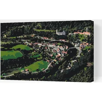 Malování podle čísel Painting Queens, Malování podle čísel, Výhled na Hrad Rožmberk, 60 × 80 cm, vypnuté plátno na rám