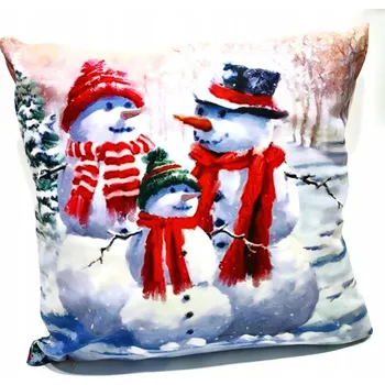 Povlak na dekorativní polštářek Vánoční Povlak Na Polštář Tři Sněhuláci