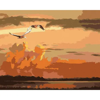 zuty Zuty - Malování Podle Čísel - Letící Kachny A Západ Slunce (D. Rusty Rust), 40X50 Cm, Plátno+Rám