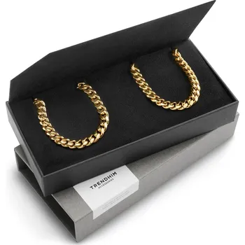 Dárková krabička Dárková krabička s 6mm řetízkový náramkem a náhrdelníkem z chirurgické oceli zlaté barvy -