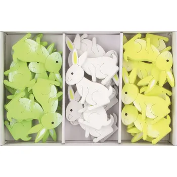 Velikonoční dekorace Zajíc dřevěný s lepíkem 4 cm 24 ks v krabičce 7251