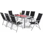 Zahradní jídelní set 9 ks kov / textilen / WPC