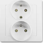 ABB 5512J-C02259 B1 Zásuvka dvojn. polozapuštěná s ochrannými kolíky, s clonkami, jasně bílá