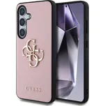 Guess PU Grained 4G Metal Logo Zadní Kryt pro Samsung Galaxy S25 Pink