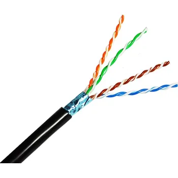 Síťový kabel FTP kabel OPTIX Cat.5e UV, drát, bal.305m, černý