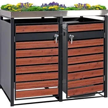 Popelnice Dvojitý přístřešek na popelnici J81 se záhonem