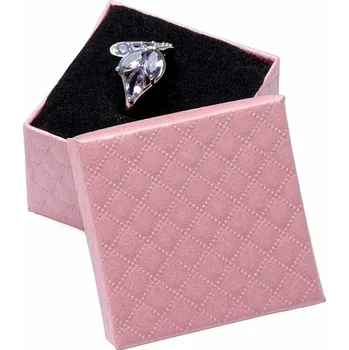 Dárková krabička Papírová dárková krabička růžová vzorovaná na prsteny 5 x 5 cm 5 x 5 x 3,5 cm