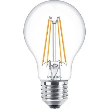 Žárovka Čirá LED žárovka E27 Philips FILAMENT náhrada za klasický zdroj 60W, barva světla Žárovkové světlo