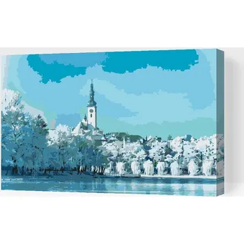 Malování podle čísel Painting Queens, Malování podle čísel, Zasněžené město Tábor, 60 × 80 cm, vypnuté plátno na rám