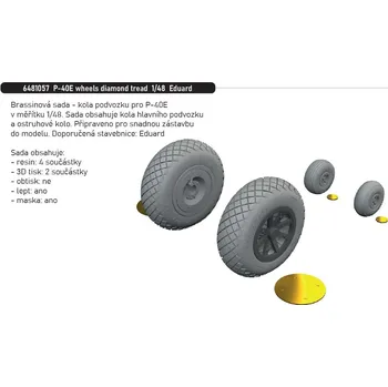 Plastikový model Eduard 1/48 P-40E wheels diamond tread (Eduard)