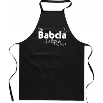 Kuchyňská zástěra KUCHYŇSKÁ ZÁSTĚRA černá BABIČKA VÍ LÉPE dárek ke Dni FA_431_cz