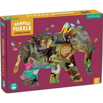 Puzzle Mudpuppy Puzzle Africké safari ve tvaru slona 300 dílků