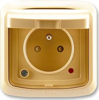 Elektrická zásuvka ABB 5598A-2999D Zásuvka jednonás. s víčkem, s ochranou před přepětím, IP44 béžová