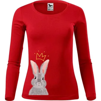 Dámské tričko DOBRÝ TRIKO Dámské triko s potiskem Králík s korunkou Velikost: 2XL, Barva: Červená