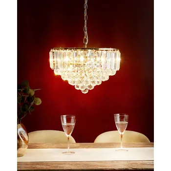 Lustr zlatý kovový ⌀ 40 cm závěsná lampa skleněný křišťálový glamour styl obývací pokoj jídelna Beliani