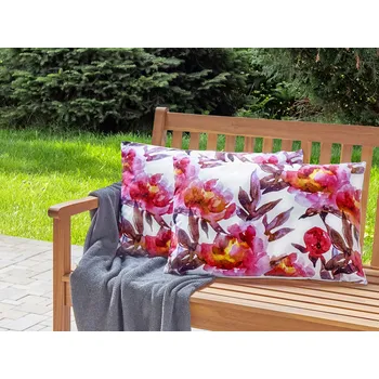 Dekorativní polštářek Sada 2 zahradních polštářů bílý a růžový polyester květinový vzor 40 x 60 cm obdélníkový moderní styl venkovní terasy voděodolný Beliani