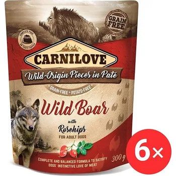Krmivo pro psa Carnilove Dog Pouch Paté Wild Boar with Rosehips 6 × 300 g