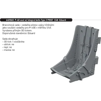 Plastikový model Eduard 1/48 P-40 seat w/ integral belts Type 2 PRINT (EDUARD)