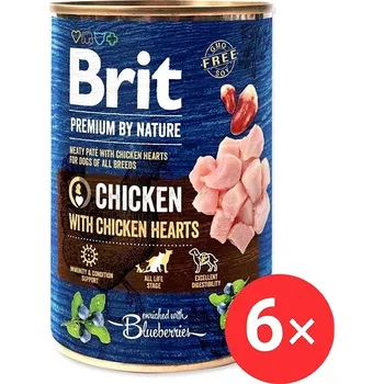 Volný čas Brit Premium by Nature Chicken with Hearts 6 × 400 g