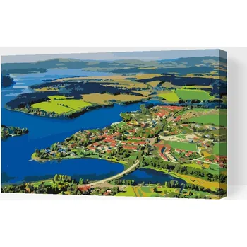 Malování podle čísel Painting Queens, Malování podle čísel, Vodní nádrž Lipno, 60 × 80 cm, vypnuté plátno na rám