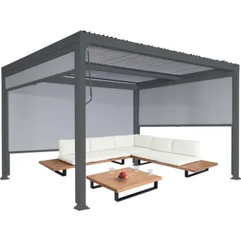 Pergola Bioklimatická pergola HWC-L41 3x3 se 3 bočními stěnami