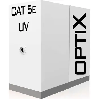 Síťový kabel UTP kabel OPTIX Cat.5e UV, bal.305m, černý