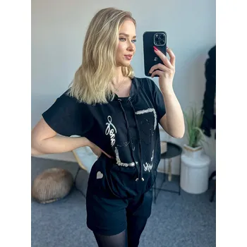 Dámské tričko Čierne dámske tričko LOVE, VELIKOST UNI ( S, M , L )