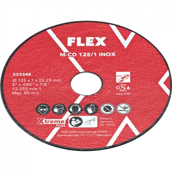 Řezný kotouč FLEX M-CD 125/1 INOX 10VE Tenké řezací kotouče 1 mm na ušlechtilou ocel Xtreme Plus 10ks v kovové krabičce (Kovová krabička obsahuje 10ks kotoučů)