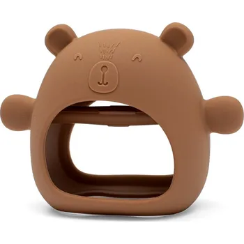 Silikonové kousátko na ruku medvídek New Baby karamelově hnědá