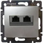 VALENA stříbrná zásuvka 2xRJ45 770239
