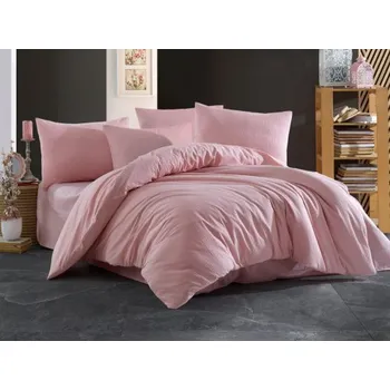 Povlečení Krepové povlečení UNI růžové prodloužené, knoflík - 140x220, 70x90 cm - Brotex