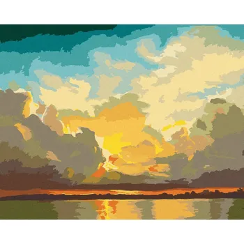zuty Zuty - Malování Podle Čísel - Zapadající Slunce Nad Vodou (D. Rusty Rust), 40X50 Cm, Plátno