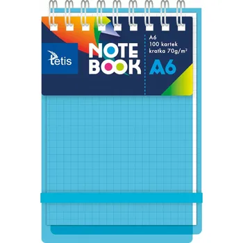 Blok Spirálový Blok Tetis PP A6 modrý 100 k. čtvereček