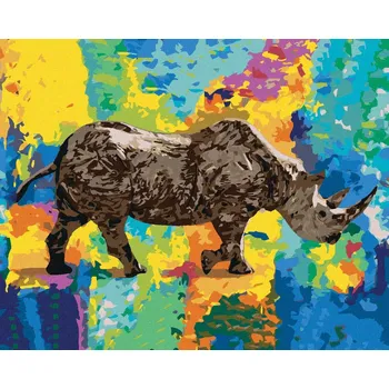 Hračka zuty Zuty - Malování Podle Čísel - Nosorožec, 40X50 Cm, Plátno+Rám