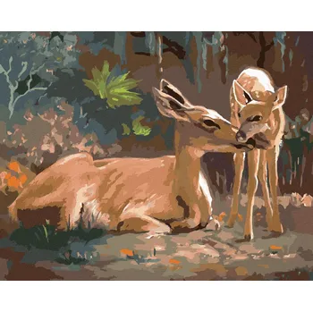 zuty Zuty - Malování Podle Čísel - Ležící Srna A Kolouch (D. Rusty Rust), 40X50 Cm, Plátno