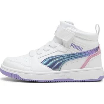 Dívčí tenisky Dívčí vycházkové boty Puma REBOUND V6 MID BOUNCY SKY AC+ PS 12.5 Bílá, Fialová, Růžová, Modrá
