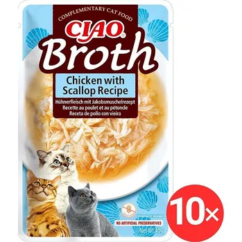 Krmivo pro kočku Ciao Churu Cat Broth Vývar kuřecí a hřebenatková receptura 10 × 40 g