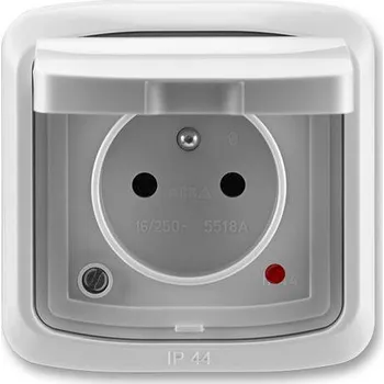 Elektrická zásuvka ABB 5598A-2999S Zásuvka jednonás. s víčkem, s ochranou před přepětím, IP44 šedá