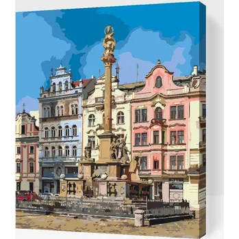 Malování podle čísel Painting Queens, Malování podle čísel, Mariánský sloup v Plzni, 60 × 80 cm, vypnuté plátno na rám